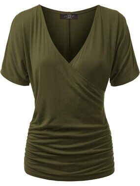 Women's T Shirt Olivev V Neck Short Sleeve Dressy Summer Comfort Drape Comfort